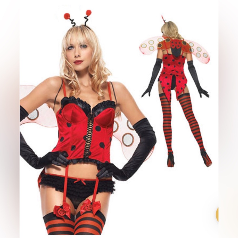 Leg Avenue Sexy Sweetheart Bug Costume Red and Black Ladybug - Picture 2 of 4
